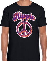 Hippie t-shirt zwart voor heren - 60s / 70s / toppers outfit / kleding M