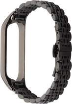 Stalen Smartwatch bandje - Geschikt voor Xiaomi Mi Band 7 metalen bandje - zwart - Strap-it Horlogeband / Polsband / Armband