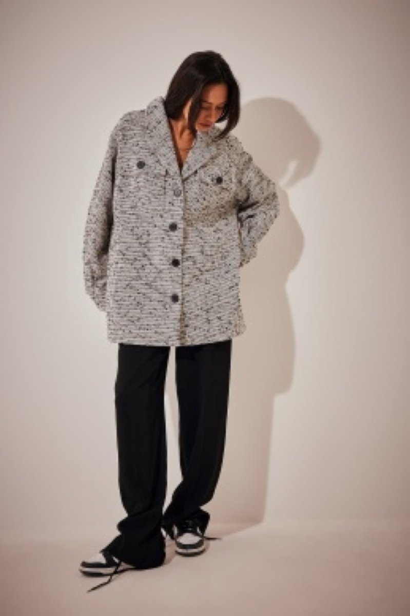 NA-KD Oversized Tweed Jacket Dames Blazer - Maat 38