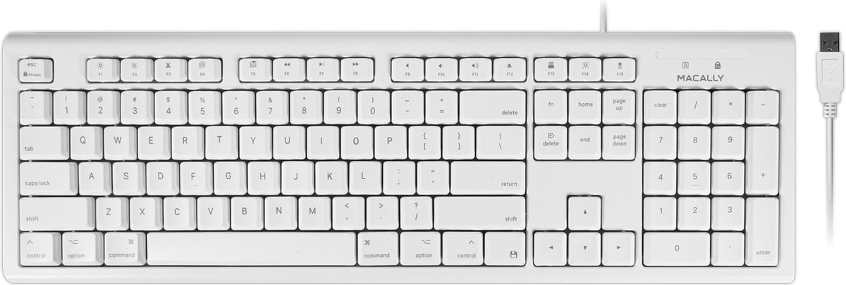 Macally QKEY Full-size bedraad USB-A toetsenbord voor Mac - Wit - US English (QWERTY)