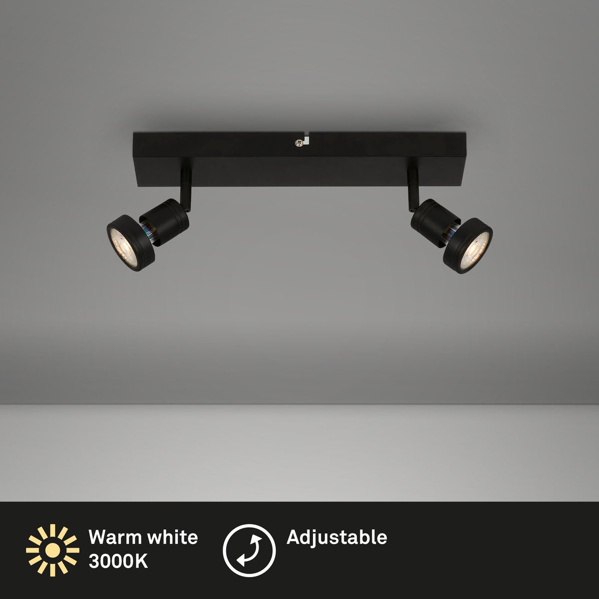 BRILONER LED plafondlamp spots draaibaar 5W incl. 2xGU10 3000K zwart