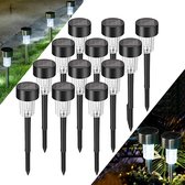 LED Solar Tuinfakkels - 10 stuks - Met spies voor in de grond - Tuinlantaarn - Tuinverlichting op zonne-energie - Zwart