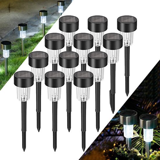 LED Solar Tuinfakkels - 10 stuks - Met spies voor in de grond - Tuinlantaarn...