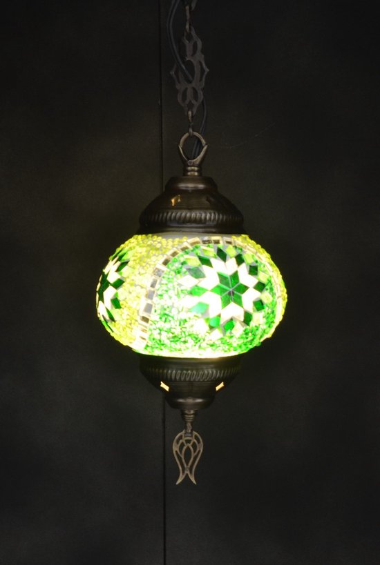 Lampe à suspension - Mosaic Lamp Oriental Lamp Hauteur 53 cm Fait à la Handgemaakt vert