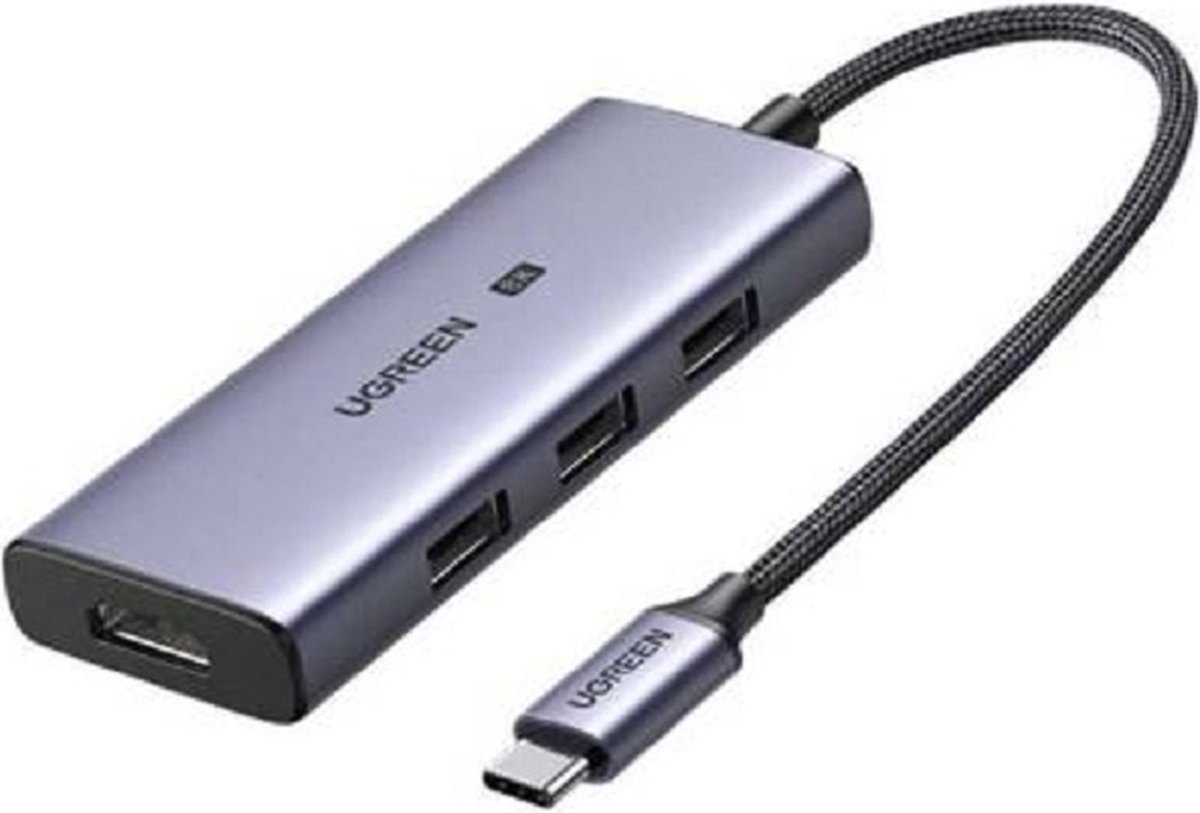 UGREEN CM500 4-in-1 Adapter USB-C naar 3x USB 3.0 + HDMI2.1 8K (Grijs) 030702