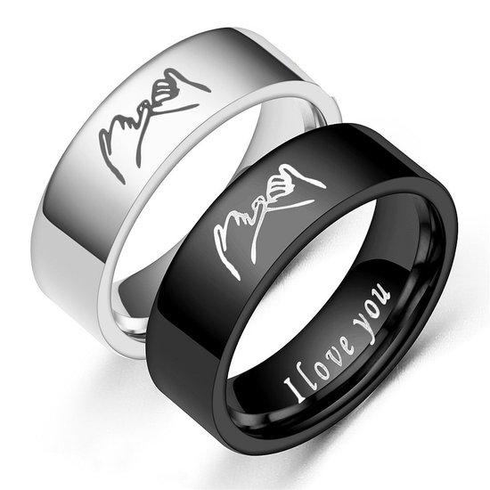 Zoeies titane bague de relation couleur argent je t'aime 20 mm