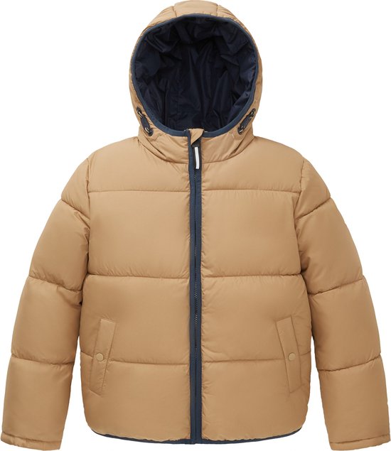 Essentials Zwaargewicht Pufferjack met capuchon voor peuters jongens, Marinerood kleurblok, 9 jaar