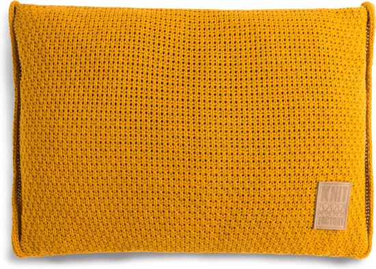 Knit Factory Jesse Sierkussen - Oker - 60x40 cm - Kussenhoes inclusief kussenvulling