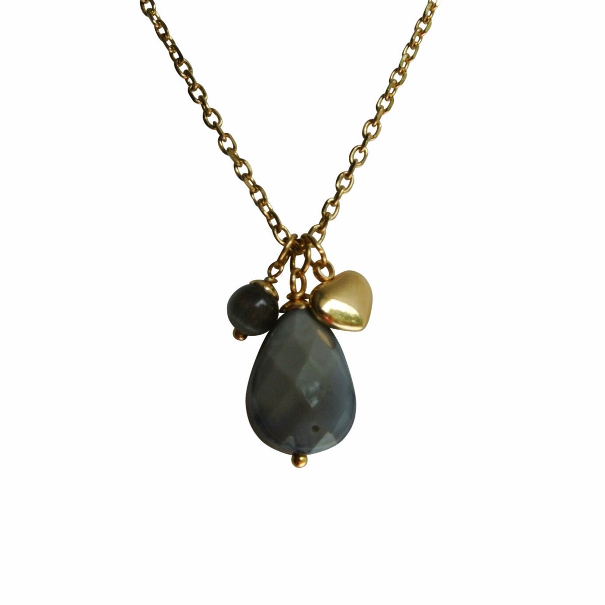 FlowJewels - collier - goudkleurig - staal - bedels - handgemaakt