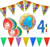 4 jaar - pakket feestversiering 6 delig- vierde verjaardag.