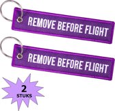 Fako Bijoux® - Porte-clés - Remove Before Flight - Violet - 2 Pièces