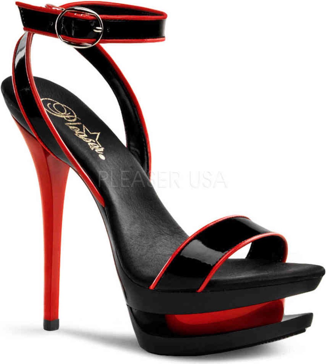 Pleaser - BLONDIE6312 Sandaal met enkelband - US 5 - 35 Shoes - Zwart/Rood