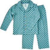 Little Label Pyjama Jongens Maat 134-140/10Y - blauw, groen - Geruit - Pyjama Kind - Zachte BIO Katoen