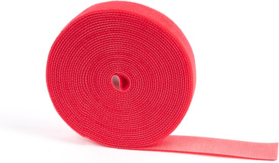 Kabel Organiser - Kabelbinder - Klittenband - Velcro - Rol van 5 meter - Rood