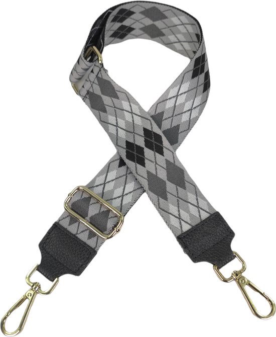 Qischa® Bag strap - Tassenriem - Schouderband - Schouderriem - Tassen Riem - Tas Hengsel - Verstelbare Riem - zwart, wit, grijs