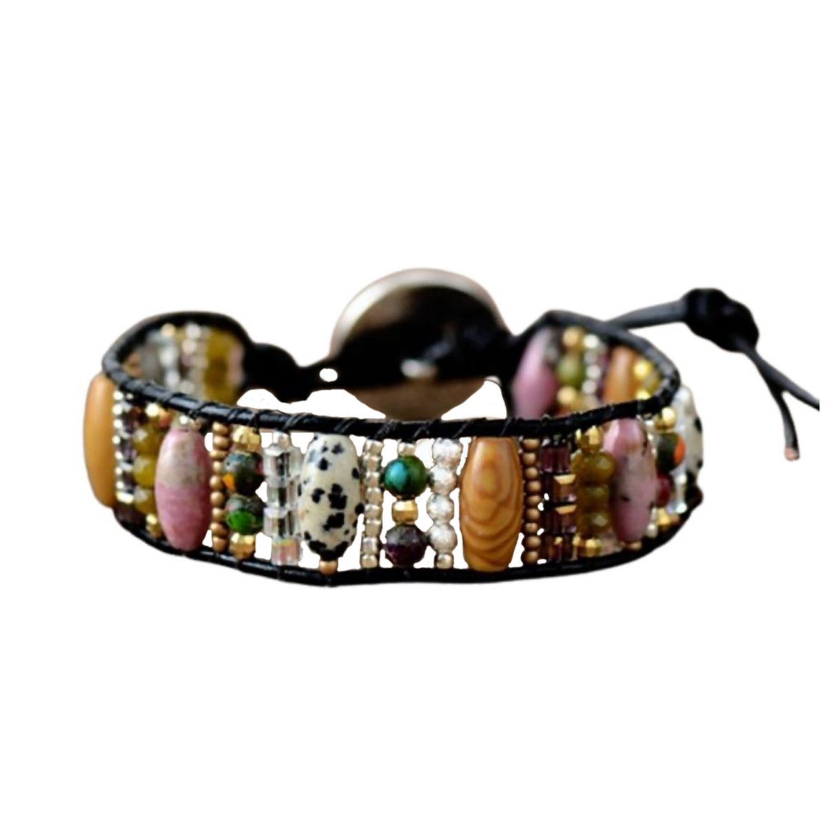 Marama - armband Gypsy Dreams - damesarmband - leer edelsteen - verstelbaar