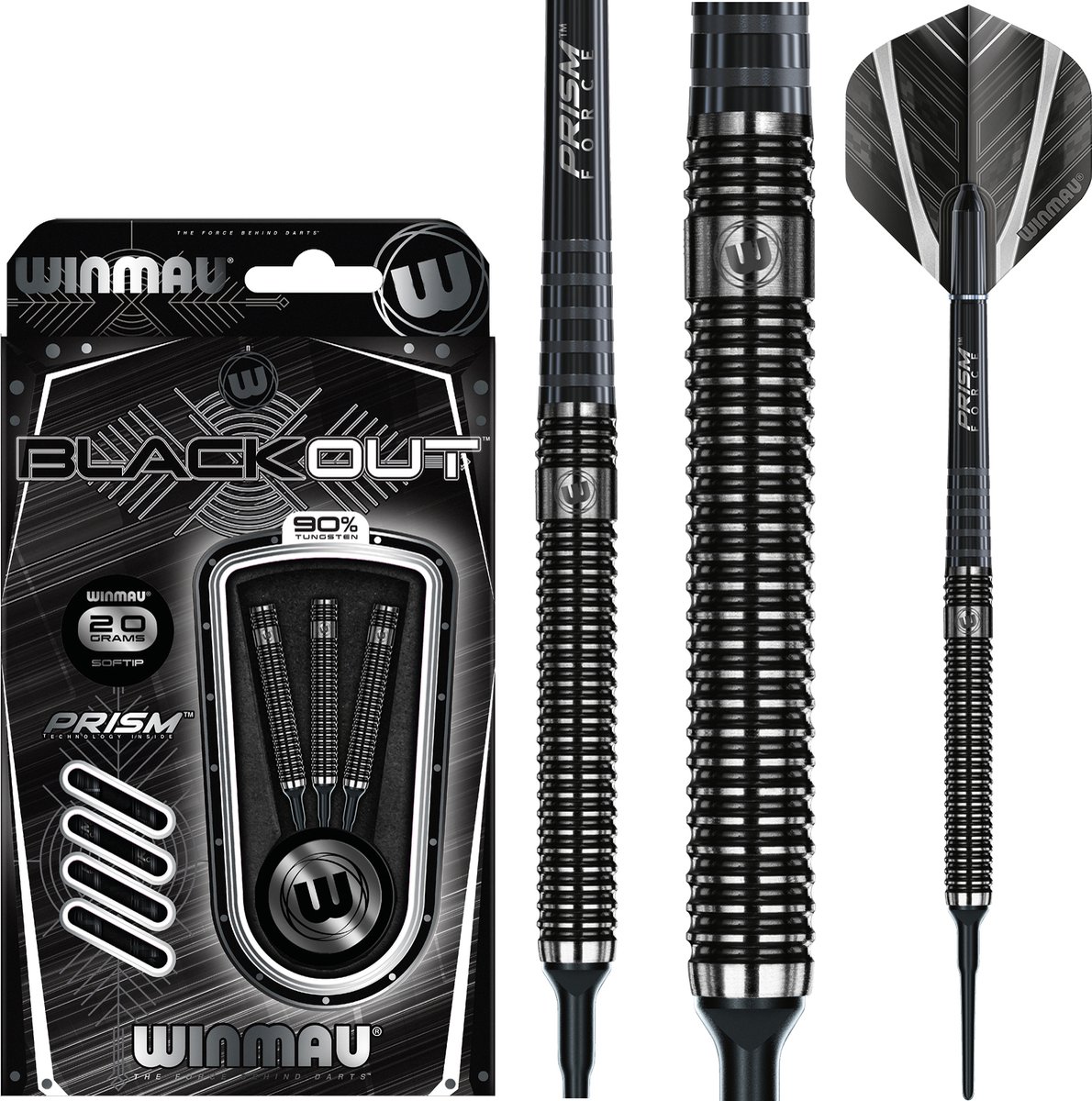 WINMAU - Blackout: Softip Tungsten Dartpijlen Professioneel - 16 gram vat/18 gram totaal gewicht