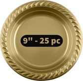 25 PP borden goud 22.8 cm , 9" - Feest / verjaardag / BBQ borden - Party plates gold