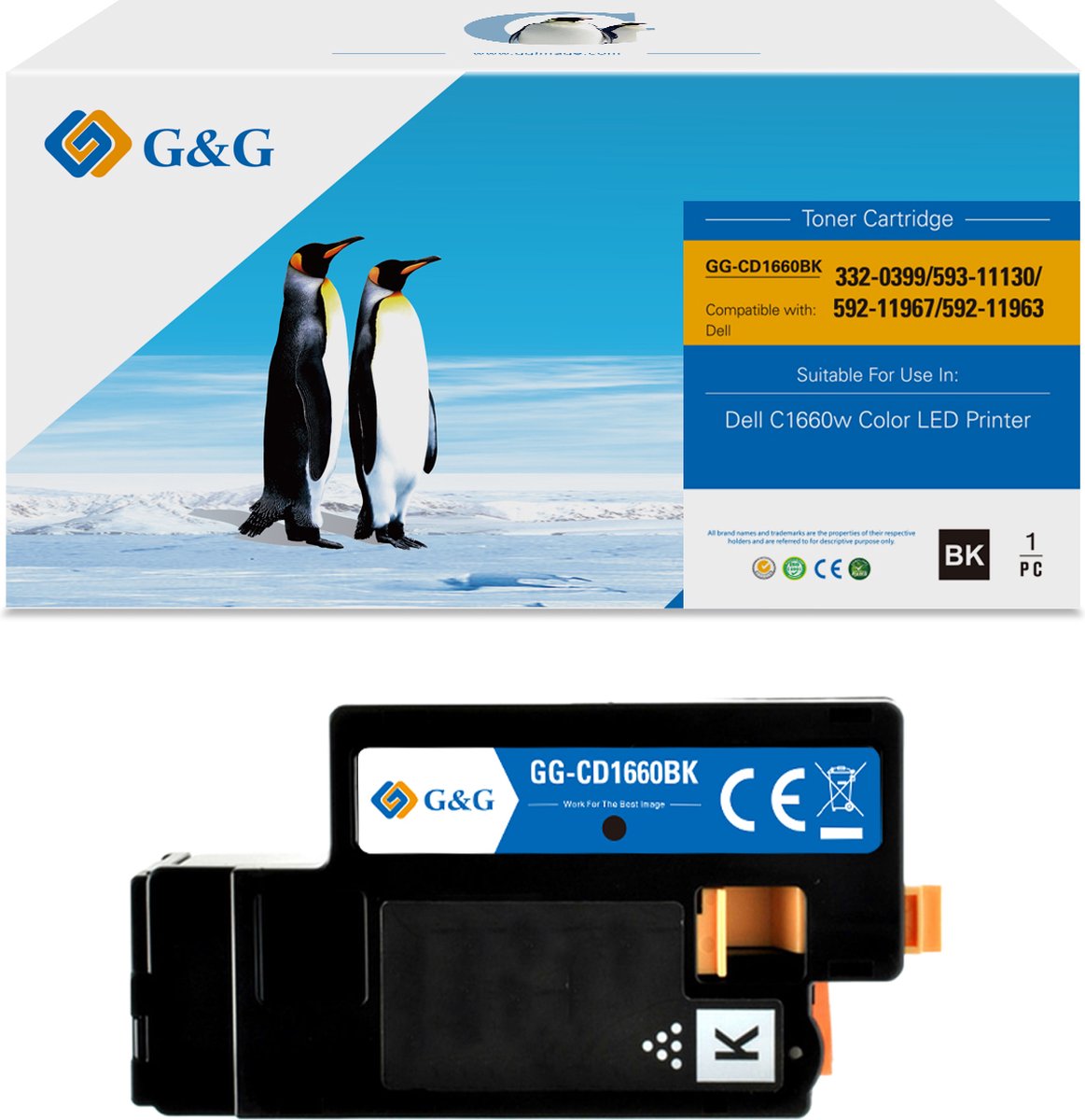 G&G toner Compatibel met Dell 593-11130 (4G9HP) Tonercartridge Zwart 1 stuk(s) - Huismerk