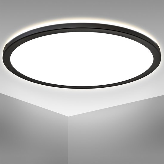 B.K.Licht - Plafondlamp - Plafonnière - zwarte led paneel - Ø42cm - plafoniére - 4.000K - 3.000Lm - 22W