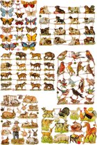 Poëzieplaatjes - Serie 1B - 6 vellen - plaatjes - hobby - creatief - decoupage - knutselen - scrapboek - met Vlinders - Honden - Vogels - Konijnen - Boerderijdieren - Bosdieren
