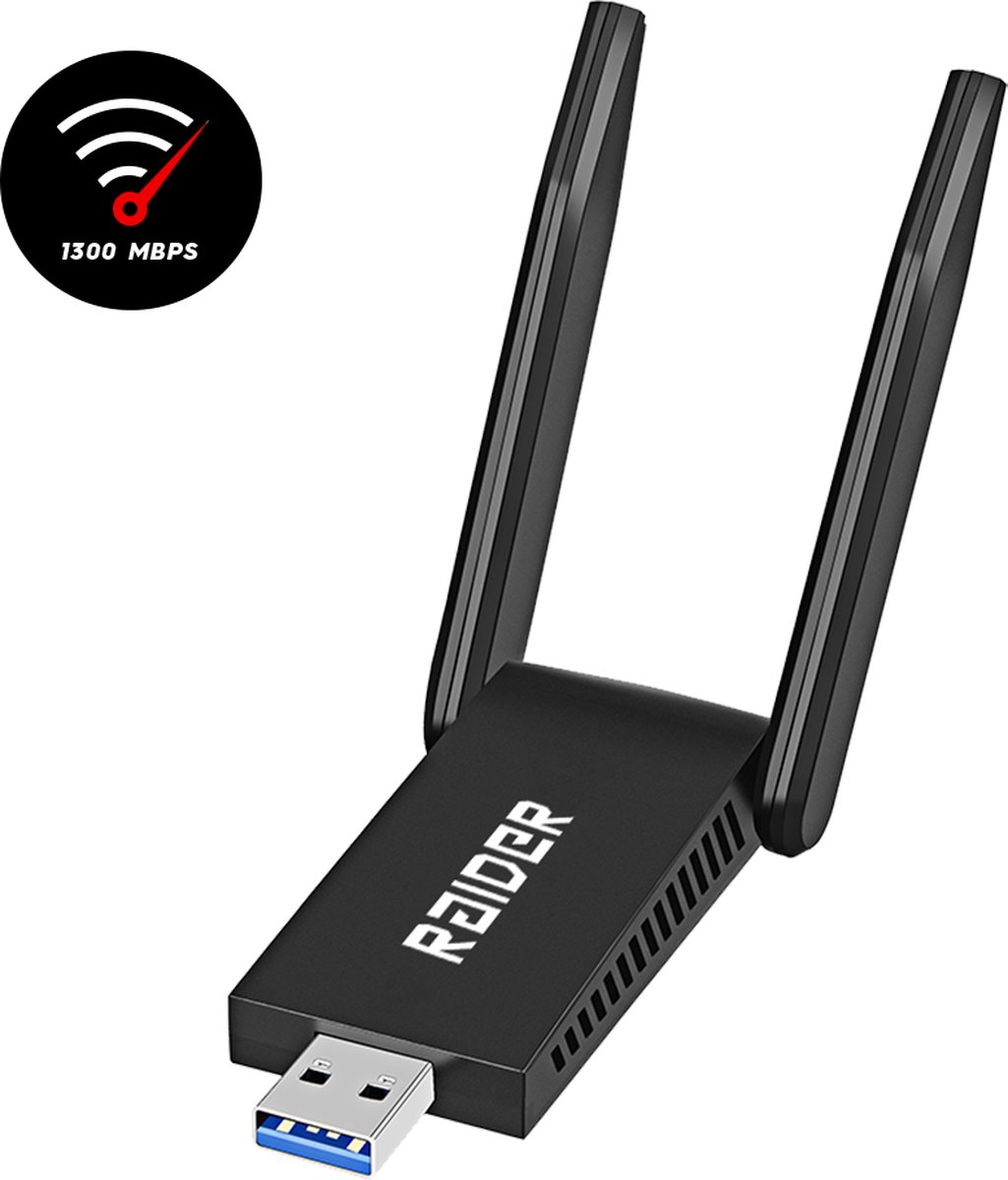 RAIDER PRO WiFi USB 3.0 - AC 1300Mbps - 5Ghz/2.4Ghz Dual-Band - Draadloze Netwerkadapter voor PC/Laptop