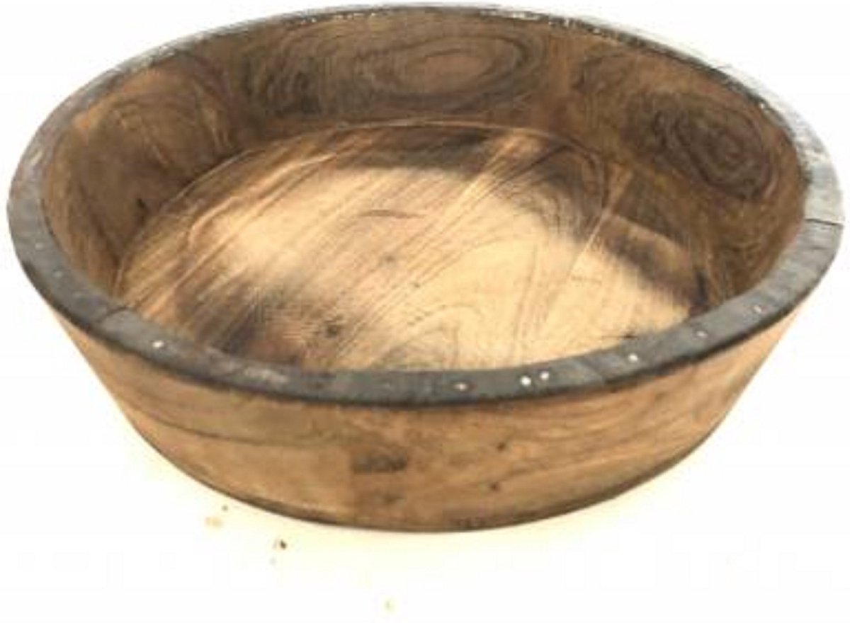 Bowl wood/iron - D33 H7.5 - landelijk - schaal