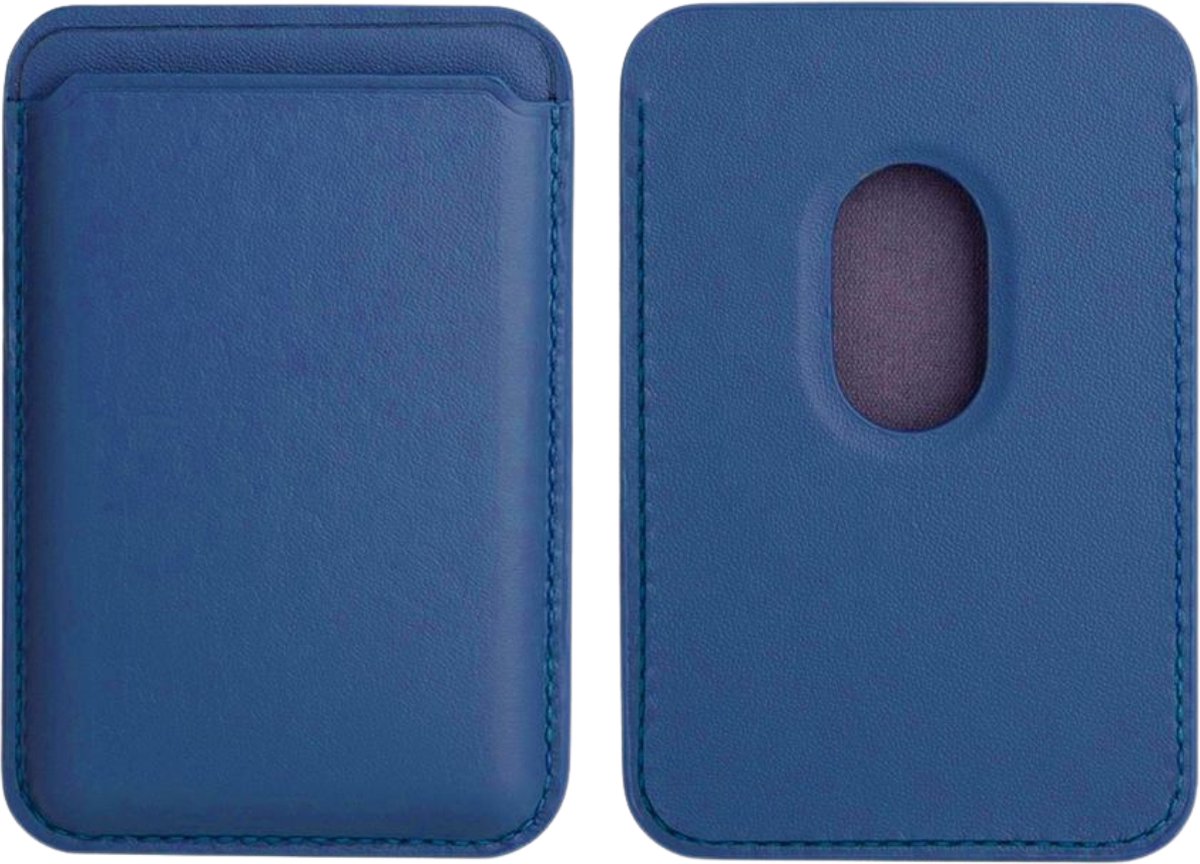 AdroitGoods Kaarthouder Leer geschikt voor Magsafe Iphone - Magnetische Pasjeshouder geschikt voor Apple iPhone - Leren Wallet - Blauw