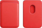 AdroitGoods Kaarthouder Leer geschikt voor Magsafe Iphone - Magnetische Pasjeshouder geschikt voor Apple iPhone - Leren Wallet - Rood