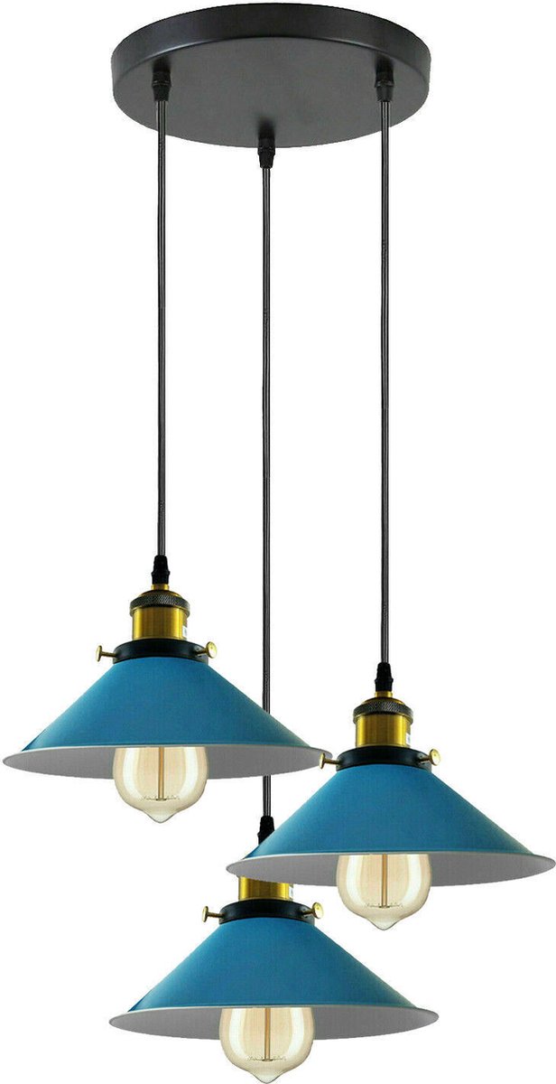 Retro Lights - Vintage 3 Hanglamp - 1 Licht - Ø220mm. - Blauw