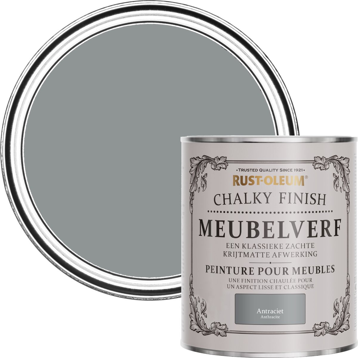 Rust-Oleum Donkergrijs Chalky Finish Meubelverf - Antraciet 750ml