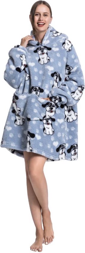 Honden snuggie – fleece hoodie – fleece snuggie – maat XS t/m XL – 90 cm -  chillen –... | bol.com