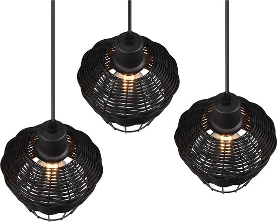GERAGUR Retro Rotan Hanglamp LED-hangverlichting, Rotan