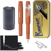 Kaweco - Cadeauset - (5delig) - Vulpen Sport Skyline FOX Fountain Pen - Medium - Oktogonal Clip Chrome -  Patronen houder zwart - Vullingen