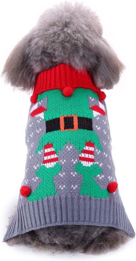 Honden Kersttrui GRIJS "Kerstnar" Maat XXL