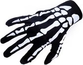 Halloween handschoenen - Skelet - Kostuum accessoires  - Zwart - Set 2 stuks