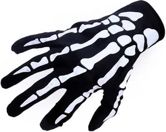 Gants Déguisement Squelette - Accessoire Halloween - Taille Petit Adulte / Grand Enfant - Qualité Supérieure - 7