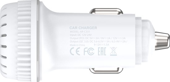 USB Autolader Snellader - Auto Lader met 1 USB QC 3.0 1 USB C Poorten - Oplader geschikt voor: Samsung Galaxy S24/S23/S22/S21/A55/A54/A13/A53/A25/A52/A24/A14/A42/A41 / Oppo / Xiaomi / Motorola / Sony / Nokia in de Auto - Autostekker - Car Charger - Ar202