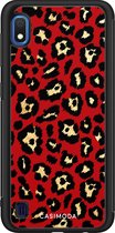 Casimoda® hoesje - Geschikt voor Samsung Galaxy A10 - Luipaard Rood - Zwart TPU Backcover - Luipaardprint - Rood