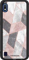 Casimoda® hoesje - Geschikt voor Samsung Galaxy A10 - Stone grid marmer / Abstract marble - Zwart TPU Backcover - Geometrisch patroon - Roze