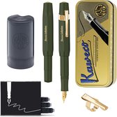 Kaweco - Coffret cadeau - (5 pièces) - Stylo plume CLASSIC SPORT GREEN Stylo plume - Fine - Etain Vintage - Oktogonal Clip Vergoldet - Porte-cartouche noir - Recharges