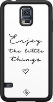 Casimoda® hoesje - Geschikt voor Samsung Galaxy S5 - Enjoy Life - Zwart TPU Backcover - Tekst - Wit