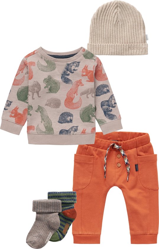 Noppies - Ensemble de vêtements - 5 pièces - Pantalon Jordrup Bombay Marron - Pull Yerevan string - Bonnet Joliet Sand Melange - Chaussettes Jerzu Burly wood - Taille 68