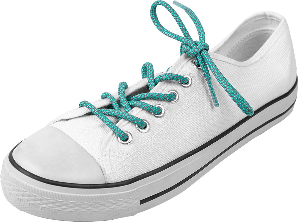 Ronde schoenveters | Reflecterend | Geschikt voor sportschoenen | Kleur: Aqua | Lengte: 100cm | Breedte: 4,5mm