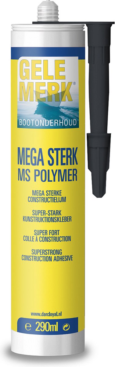 Gele merk MS Polymer mega sterk polymeer constructielijm zwart 290ml