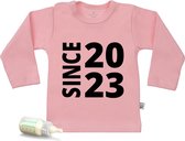 Baby t Shirt Since 2023 - Roze - Lange mouw - Maat 50/56
