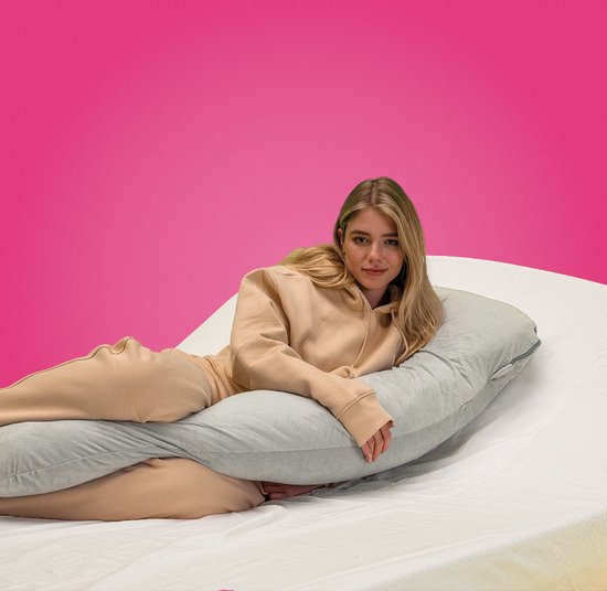 Zwangerschapskussen, opblaasbaar zwangerschapskussen met buikgat 165 cm PVC zwangerschapsmatras voor slapen, zwembad drijvend, yoga en ontspanning (pink