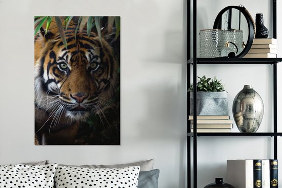 OneMillionCanvasses - Toile - Tigre - Feuilles - Nature - Décoration murale - 40x60 cm - Peintures sur toile - Toile canvas