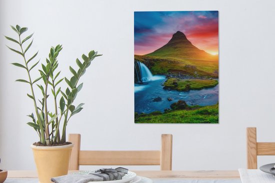 Peinture sur toile - Cascade - Islande - Coucher de soleil - Berg - Tableaux sur toile salon - Chambre à coucher - Toile - 30x40 cm - Décoration murale