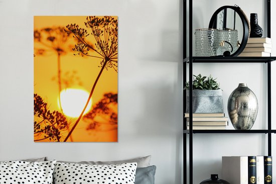 OneMillionCanvasses - Toile - Peinture - Soleil - Plantes - Oranje - Horizon - Photo sur toile - Toile - 40x60 cm - Décoration murale